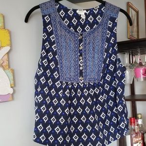 Blue & White Blouse By Forever 21 Size LG